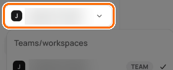 Workspace switcher button at the top of the sidebar highlighted