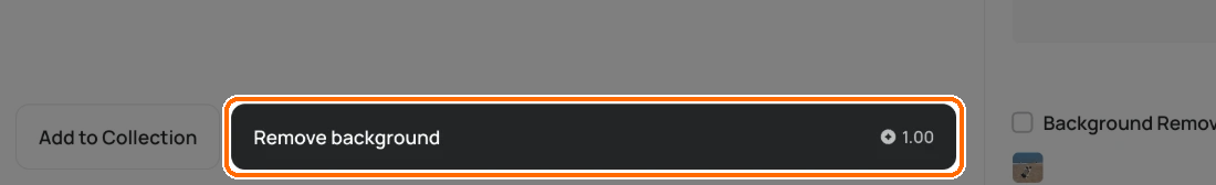 Remove background button, highlighted, showing a cost of 1.00 credit.