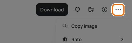Asset page action bar with the More options button highlighted