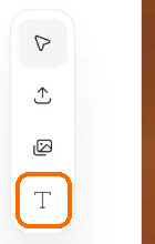 Studio left toolbar with the Text tool highlighted at the bottom