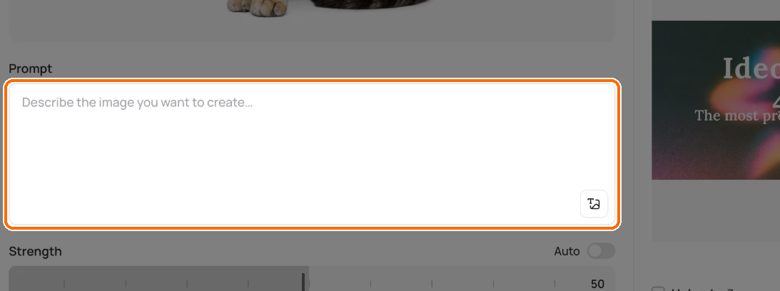 Remix Prompt box, highlighted, with the Describe button in its corner.