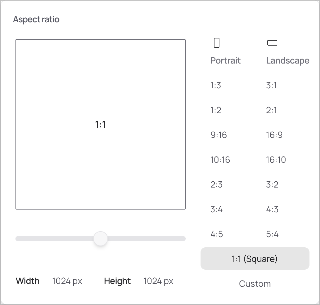 The Aspect ratio menu.